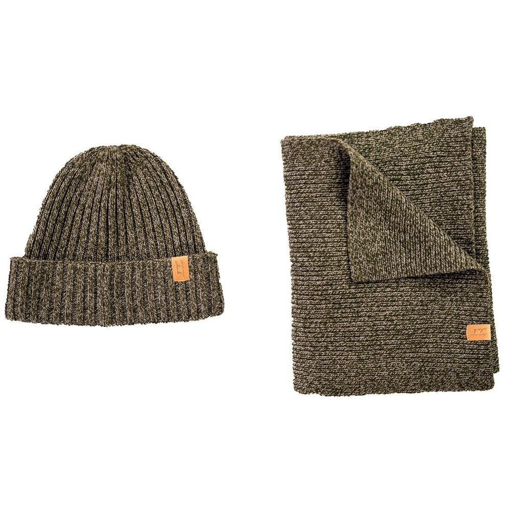 Scarves - JEFF & JACK wool scarf and hat duo in mottled green - MONSIEUR CHARLI