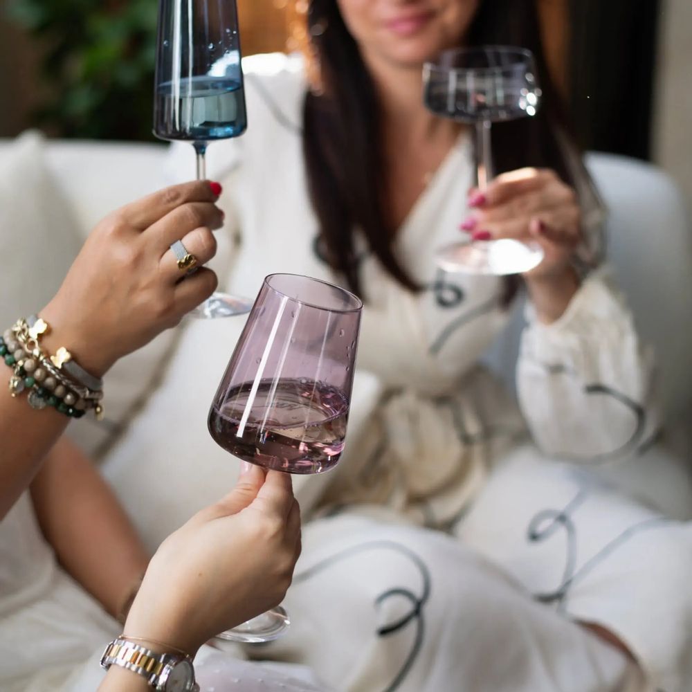 Glass - Vida Slate Colored Wine Glass - 6 pieces 400 ml - PEKALLA CRISTAL GLASS