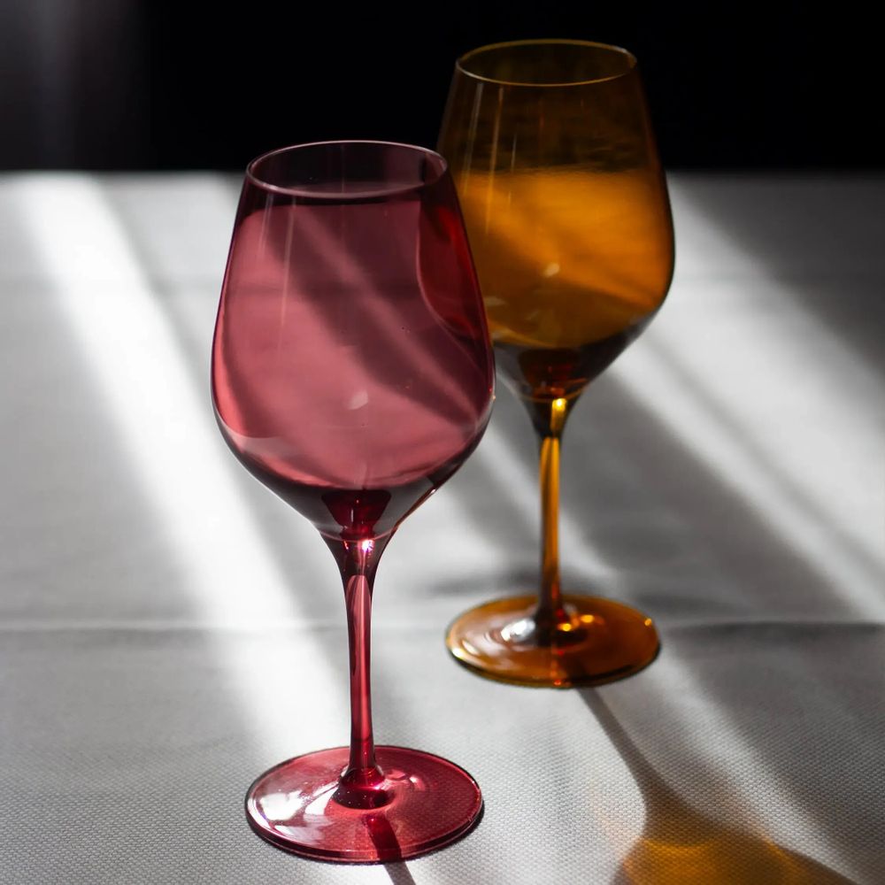 Glass - Vispera Colored Wine Glass Rubin - 6 pieces 480 ml - PEKALLA CRISTAL GLASS