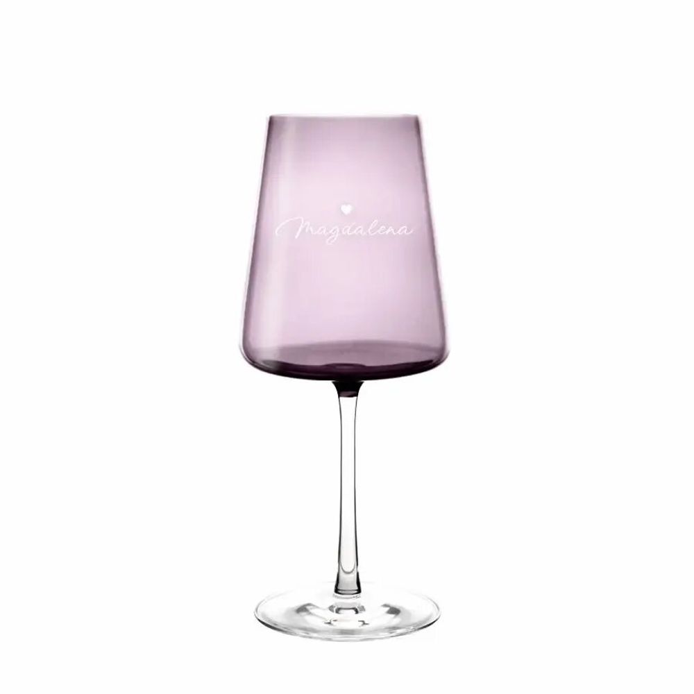 Crystal ware - Vida Slate Colored Wine Glass with Name - 400 ml - PEKALLA CRISTAL GLASS