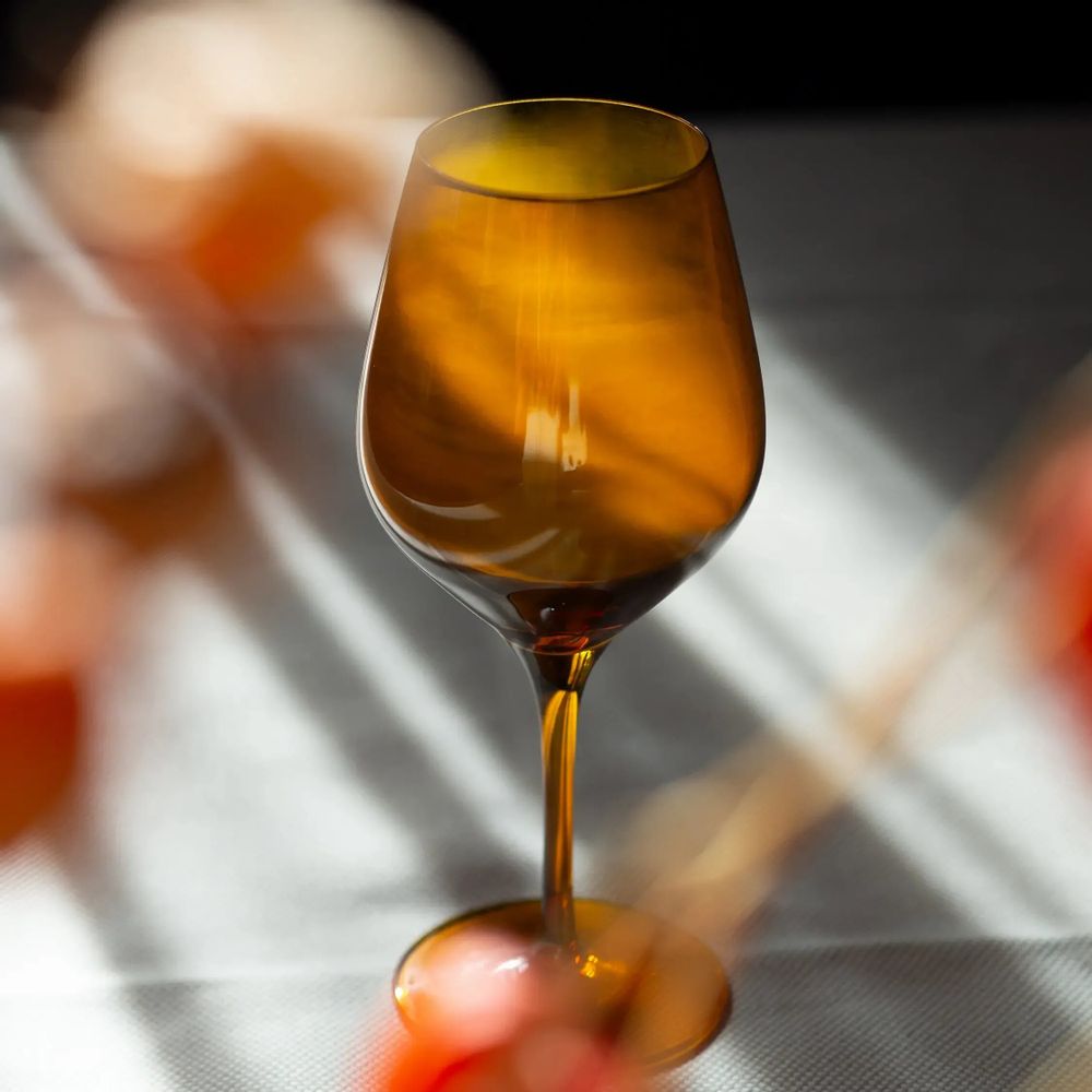 Crystal ware - Vispera Amber Colored Wine Glass - 6 pieces 480 ml - PEKALLA CRISTAL GLASS
