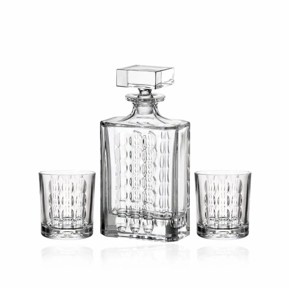 Crystal ware - Aria Decanter + Crystal Whiskey Glasses Set - 2 pieces - PEKALLA CRISTAL GLASS