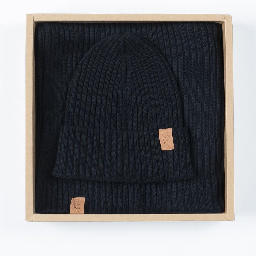 Scarves - JUAN & JULIO black cotton scarf and hat duo - MONSIEUR CHARLI