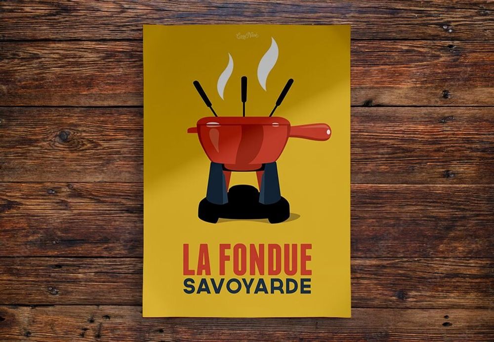 Affiches - Affiche "La Fondue" ( Jaune) - COSYNÉVÉ - MOUNTAIN POSTERS