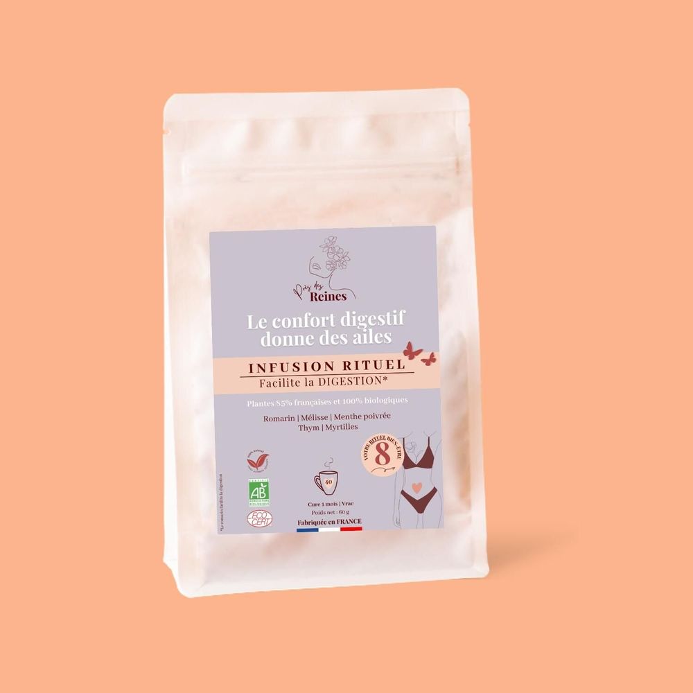Coffee and tea - Organic Digestion Herbal Tea - Ritual No. 8 - BULK - 60 g = 40 cups mi - PRÈS DES REINES