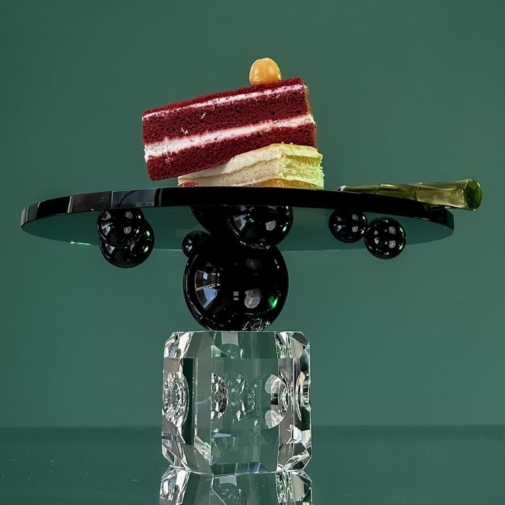 Crystal ware - Ellipses Handmade Crystal Cake Stand, Serving Stand - ARCAICO