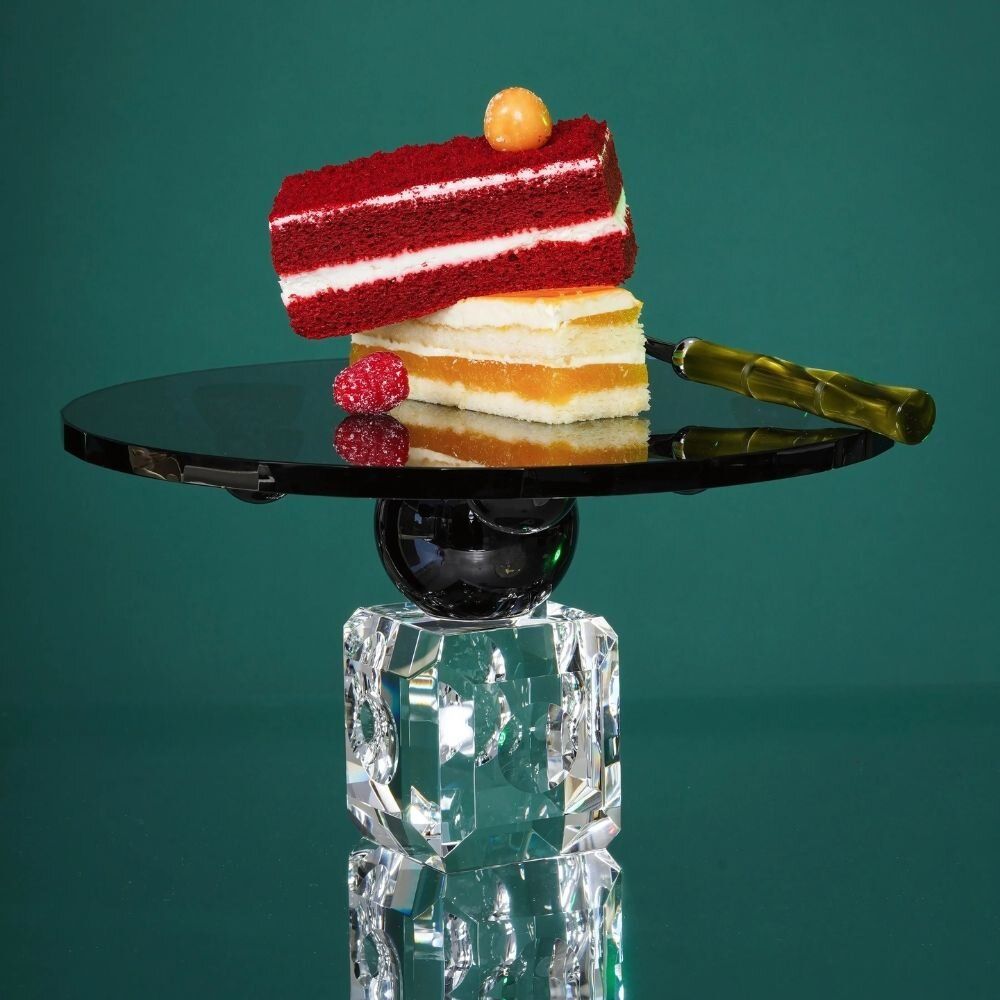 Crystal ware - Ellipses Handmade Crystal Cake Stand, Serving Stand - ARCAICO