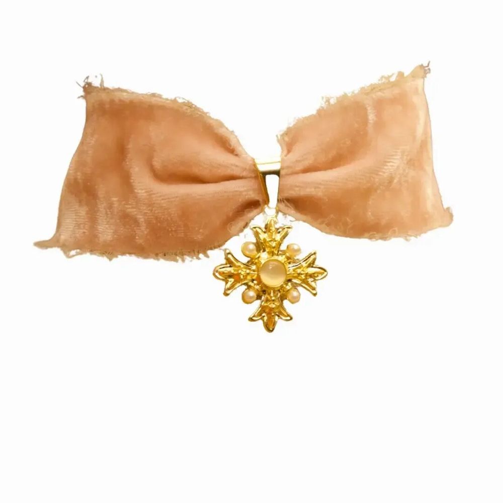 Bijoux - Choker Velours de soie rose - Aliénor - FASCINATO