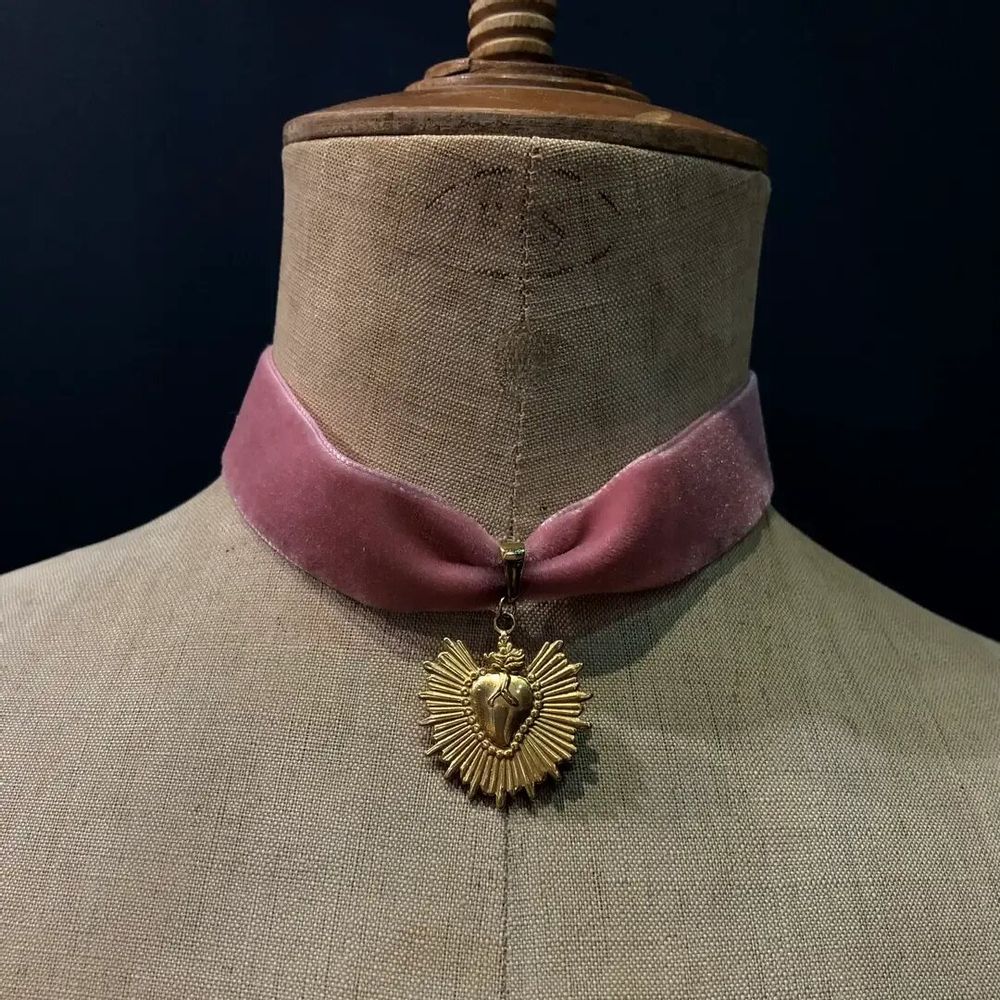 Bijoux - Choker Benvolio - Velours rose - FASCINATO