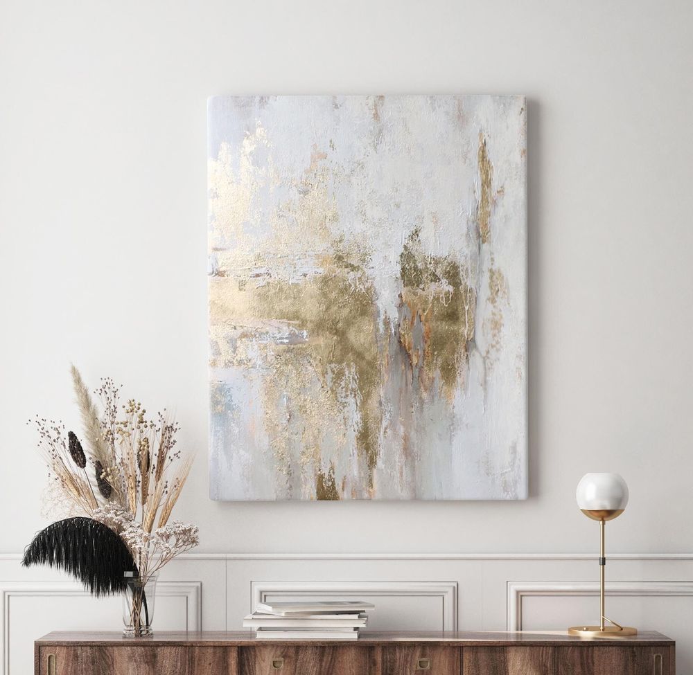 Aménagements pour bureau - Peintures abstraites texturées faites à la main série « Cascade » - MATISS ART STUDIO