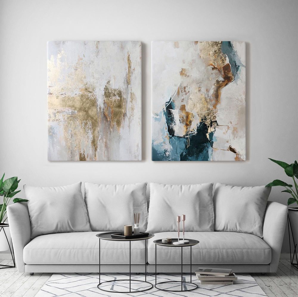 Aménagements pour bureau - Peintures abstraites texturées faites à la main série « Cascade » - MATISS ART STUDIO