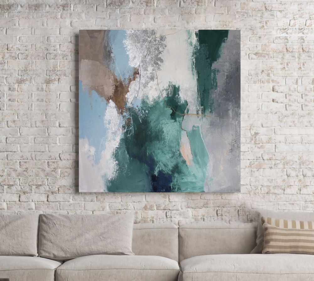 Office design and planning - « Coast » Series of handmade textured abstract paintings - MATISS ART STUDIO