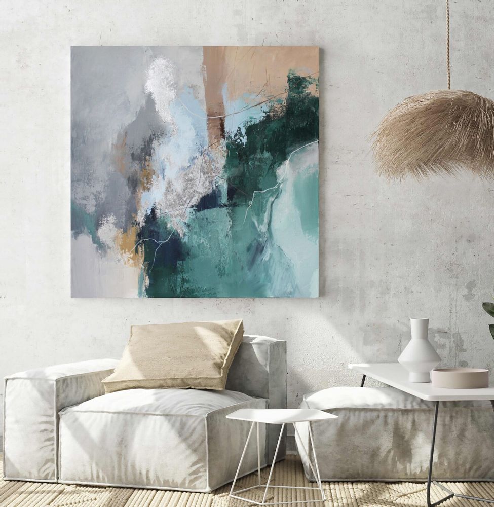 Office design and planning - « Coast » Series of handmade textured abstract paintings - MATISS ART STUDIO