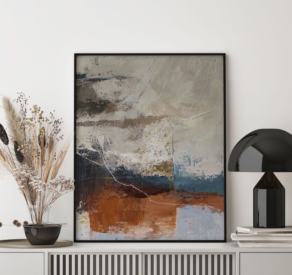 Office design and planning - « Flight » Series of handmade textured abstract paintings - MATISS ART STUDIO