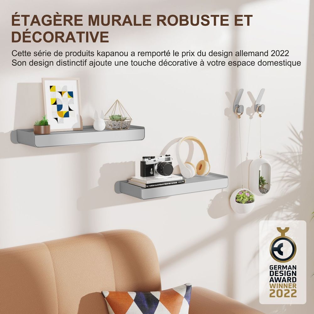 Etagères - KAPANOU Étagères Mural Rangement AAA05-Grey - KAPANOU