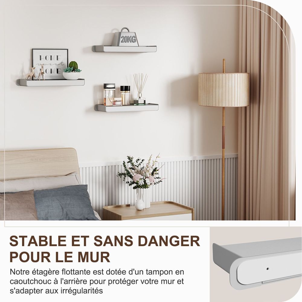 Etagères - KAPANOU Étagères Mural Rangement AAA05-Grey - KAPANOU