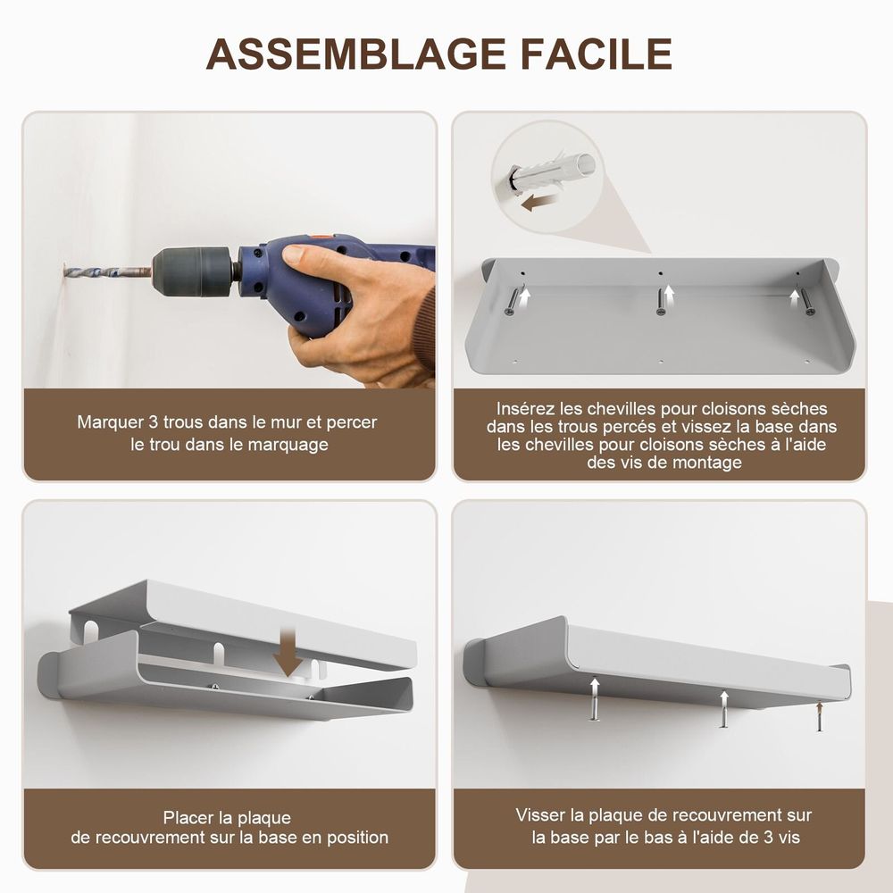 Etagères - KAPANOU Étagères Mural Rangement AAA05-Grey - KAPANOU
