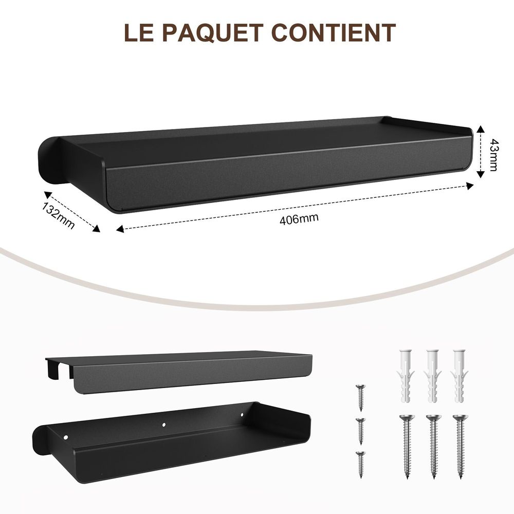 Etagères - KAPANOU Étagères Mural Rangement AAA06-Black - KAPANOU