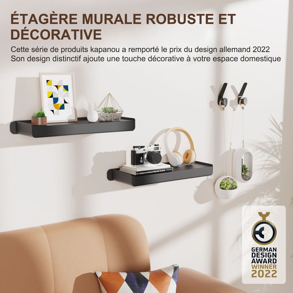 Etagères - KAPANOU Étagères Mural Rangement AAA06-Black - KAPANOU