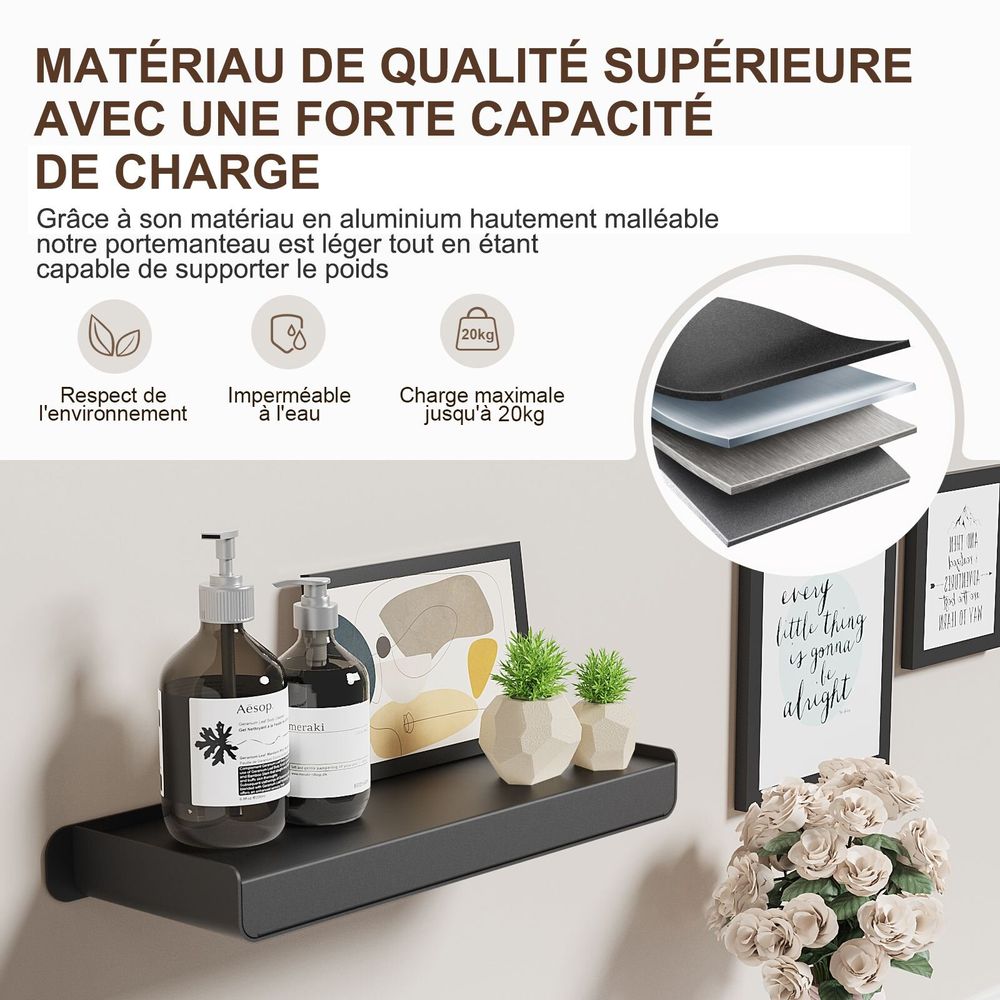 Etagères - KAPANOU Étagères Mural Rangement AAA06-Black - KAPANOU
