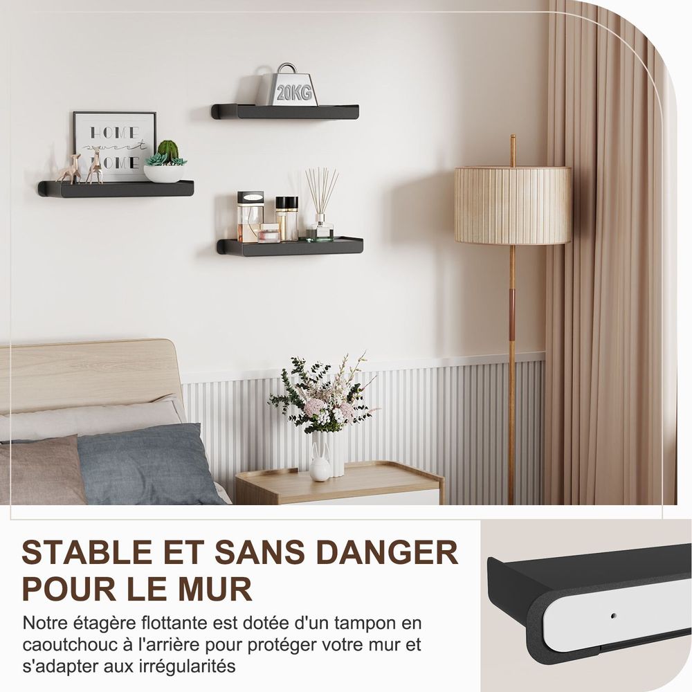 Etagères - KAPANOU Étagères Mural Rangement AAA06-Black - KAPANOU