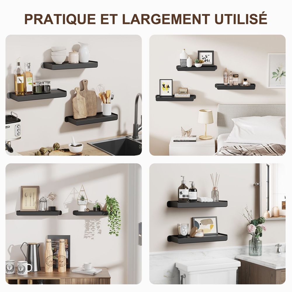 Etagères - KAPANOU Étagères Mural Rangement AAA06-Black - KAPANOU