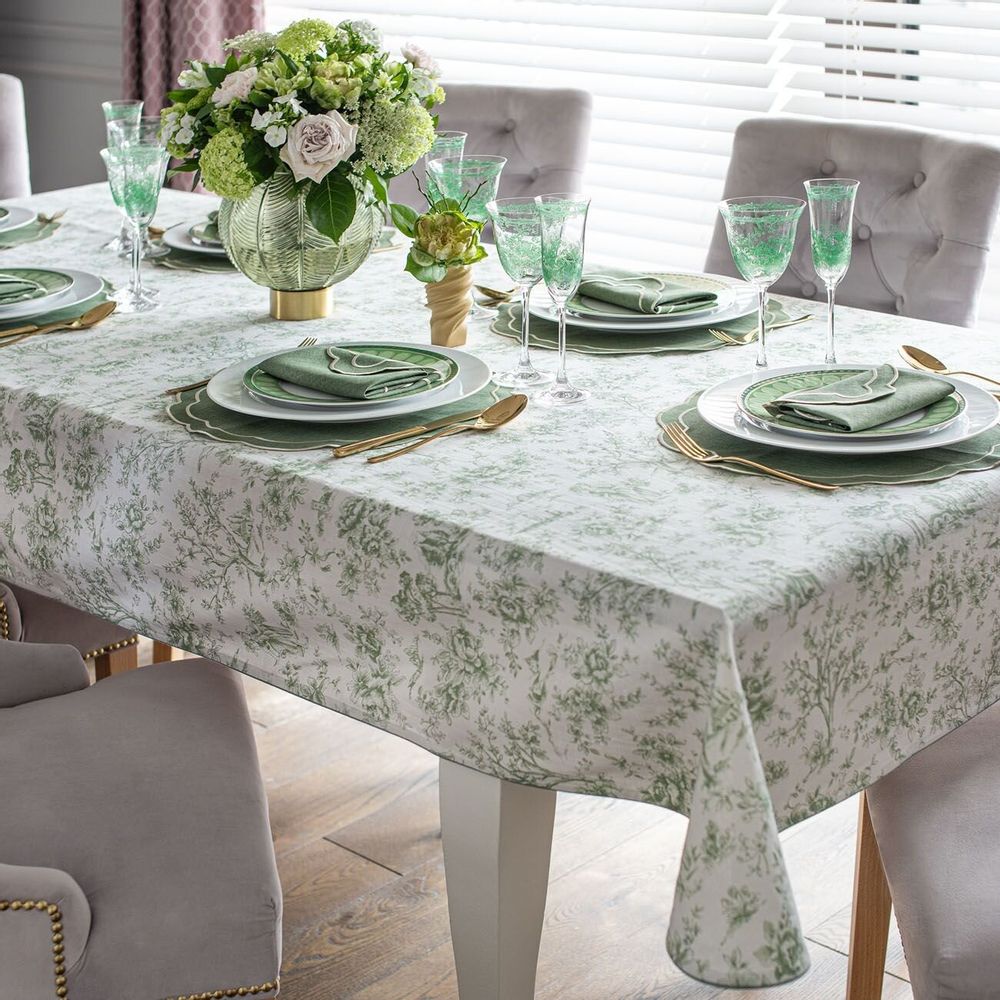 Sets de table - Brodé Sets de table Green Petali - 4 pièces - ROSEBERRY HOME