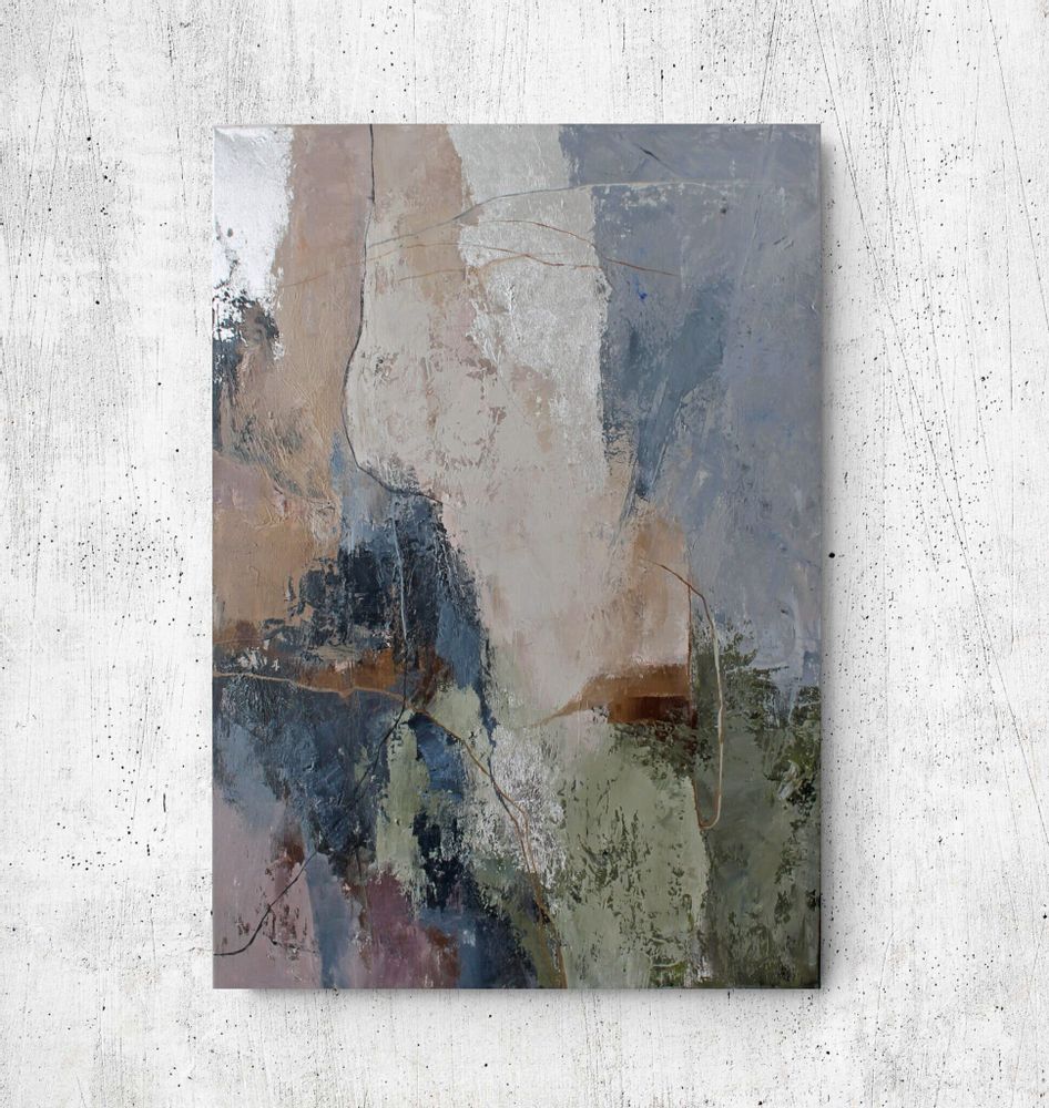 Office design and planning - “Mist” - Series of handmade textured abstract paintings - MATISS ART STUDIO
