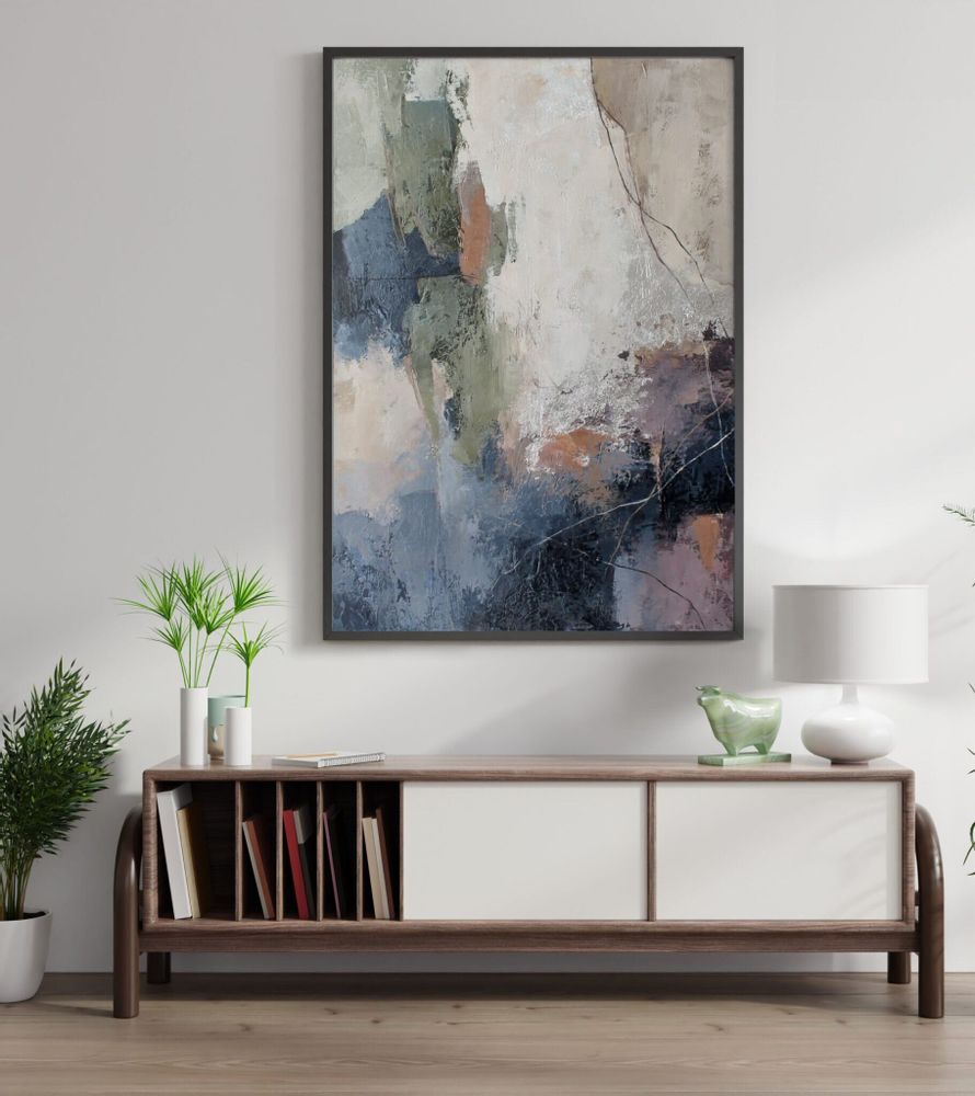 Office design and planning - “Mist” - Series of handmade textured abstract paintings - MATISS ART STUDIO