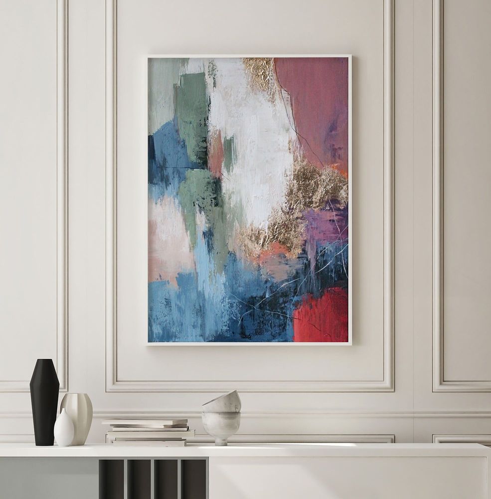 Office design and planning - “Mist” - Series of handmade textured abstract paintings - MATISS ART STUDIO