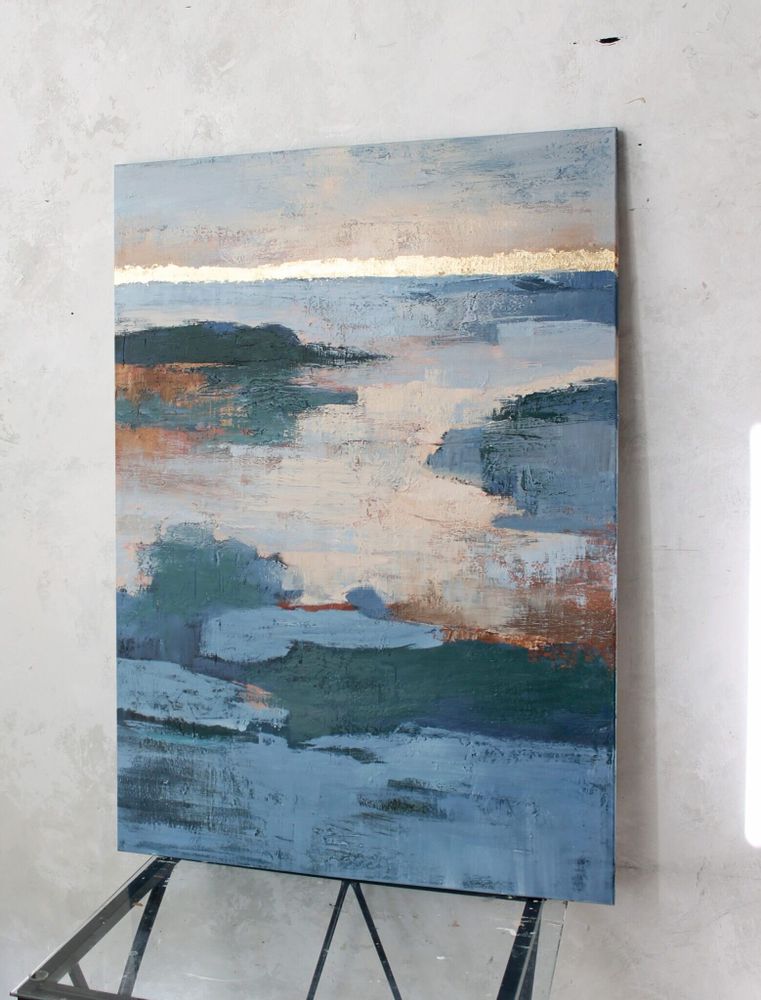 Aménagements pour bureau - « Estuary » Série de peintures abstraites texturées faites à la main - MATISS ART STUDIO
