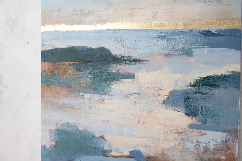 Aménagements pour bureau - « Estuary » Série de peintures abstraites texturées faites à la main - MATISS ART STUDIO