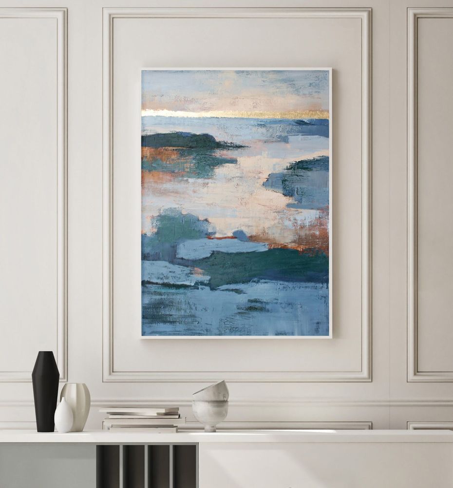 Aménagements pour bureau - « Estuary » Série de peintures abstraites texturées faites à la main - MATISS ART STUDIO