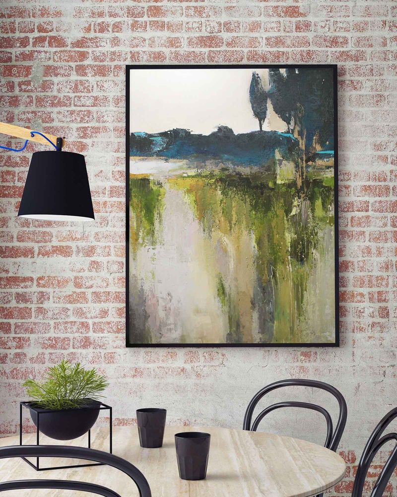 Office design and planning - « North » Series of handmade textured abstract paintings - MATISS ART STUDIO