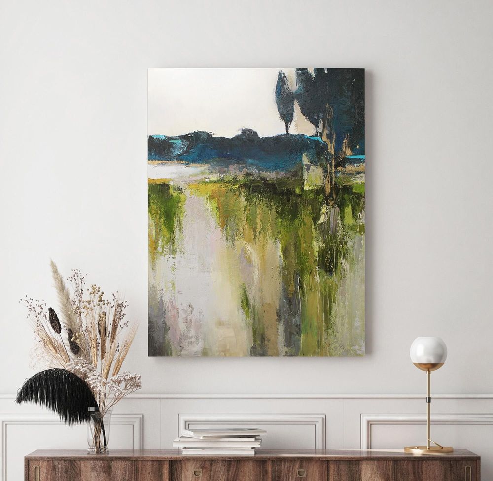 Office design and planning - « North » Series of handmade textured abstract paintings - MATISS ART STUDIO