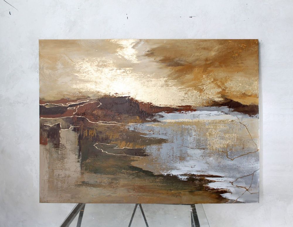 Aménagements pour bureau - « Calabria » Série de peintures abstraites texturées faites à la main - MATISS ART STUDIO