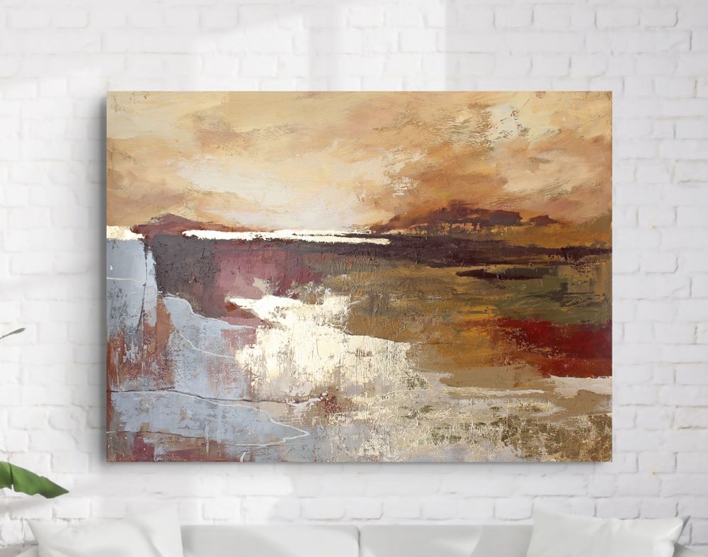 Office design and planning - « Calabria » Series of handmade textured abstract paintings - MATISS ART STUDIO