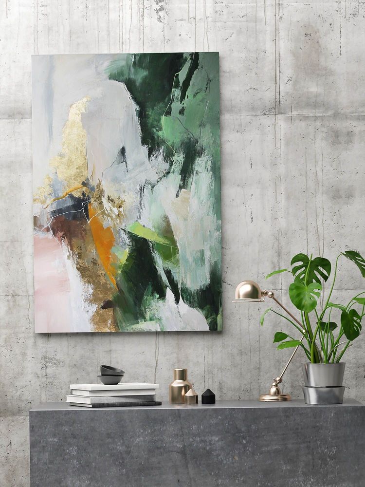 Aménagements pour bureau - «Green flow» Série de peintures abstraites texturées faites à la main - MATISS ART STUDIO