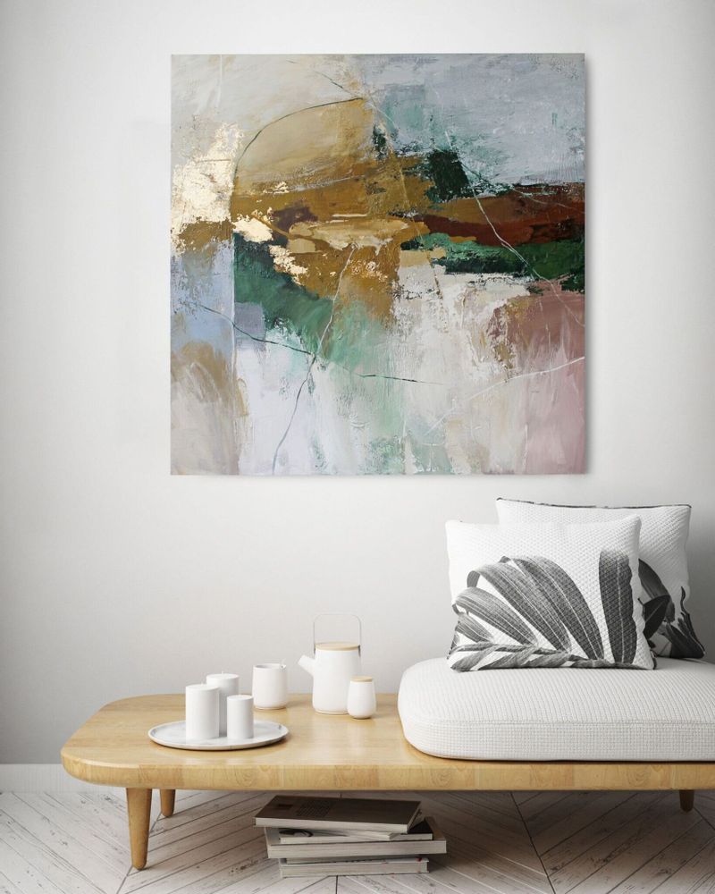 Office design and planning - « Cliff » Series of handmade textured abstract paintings - MATISS ART STUDIO