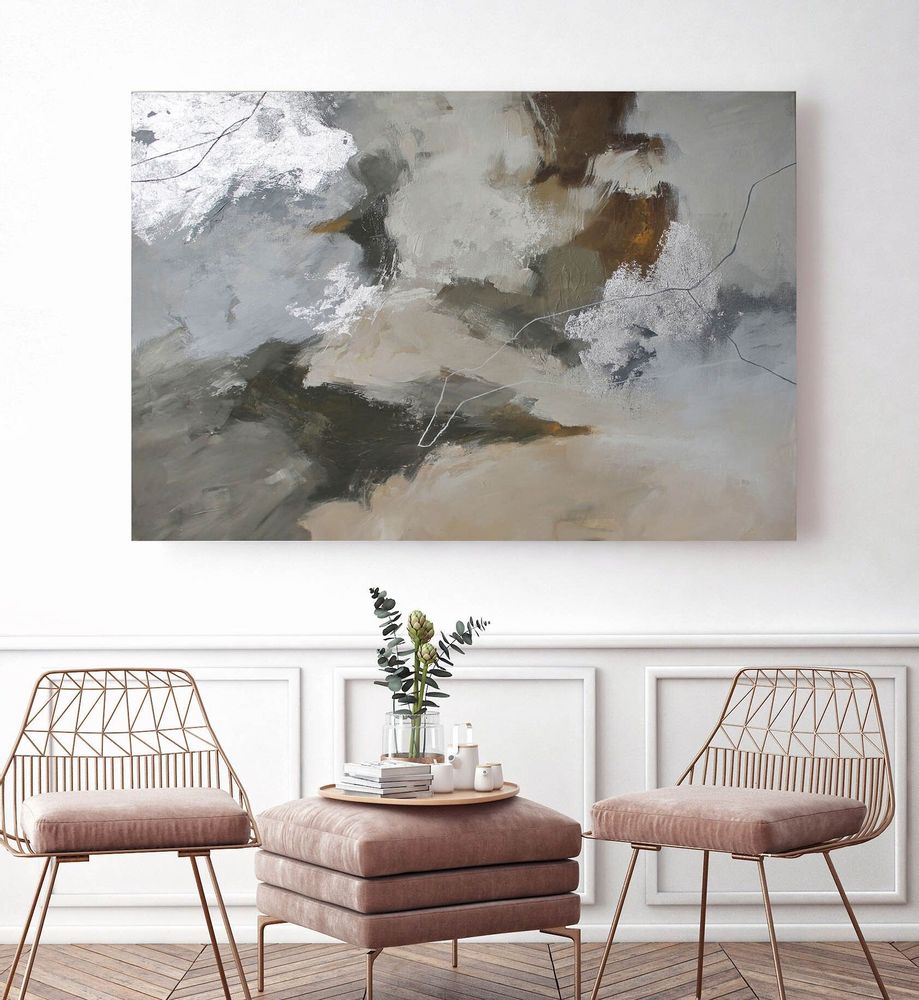 Office design and planning - « Velor » Series of handmade textured abstract paintings - MATISS ART STUDIO