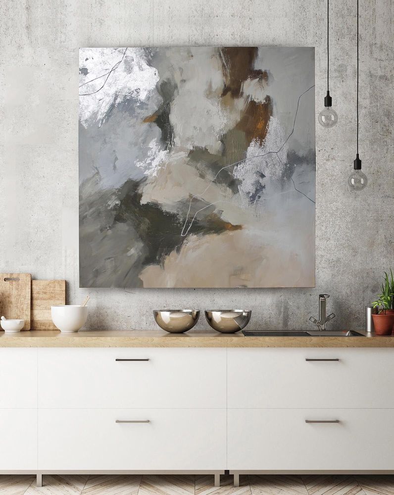 Aménagements pour bureau - « Velor » Série de peintures abstraites texturées faites à la main - MATISS ART STUDIO