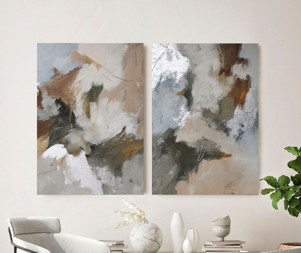Aménagements pour bureau - « Velor » Série de peintures abstraites texturées faites à la main - MATISS ART STUDIO