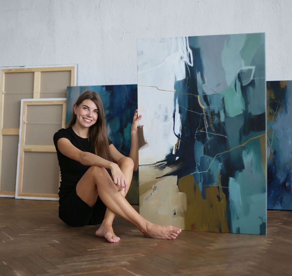 Aménagements pour bureau - « Influence » Série de peintures abstraites texturées faites à la main - MATISS ART STUDIO