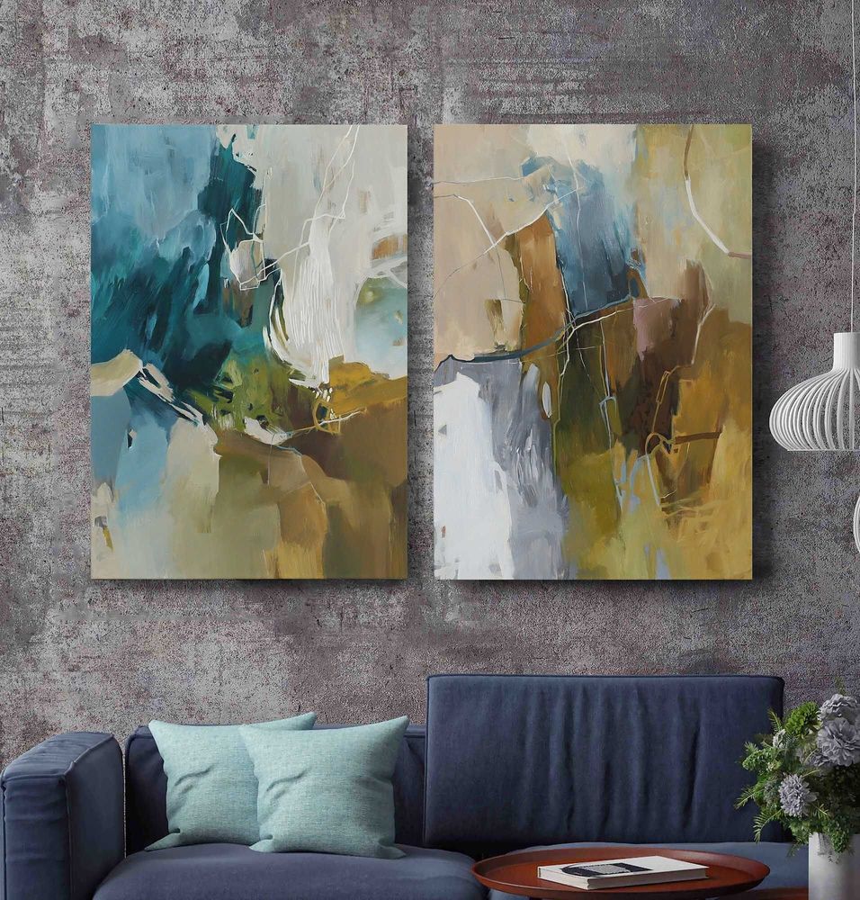 Aménagements pour bureau - « Melody » Série de peintures abstraites texturées faites à la main - MATISS ART STUDIO