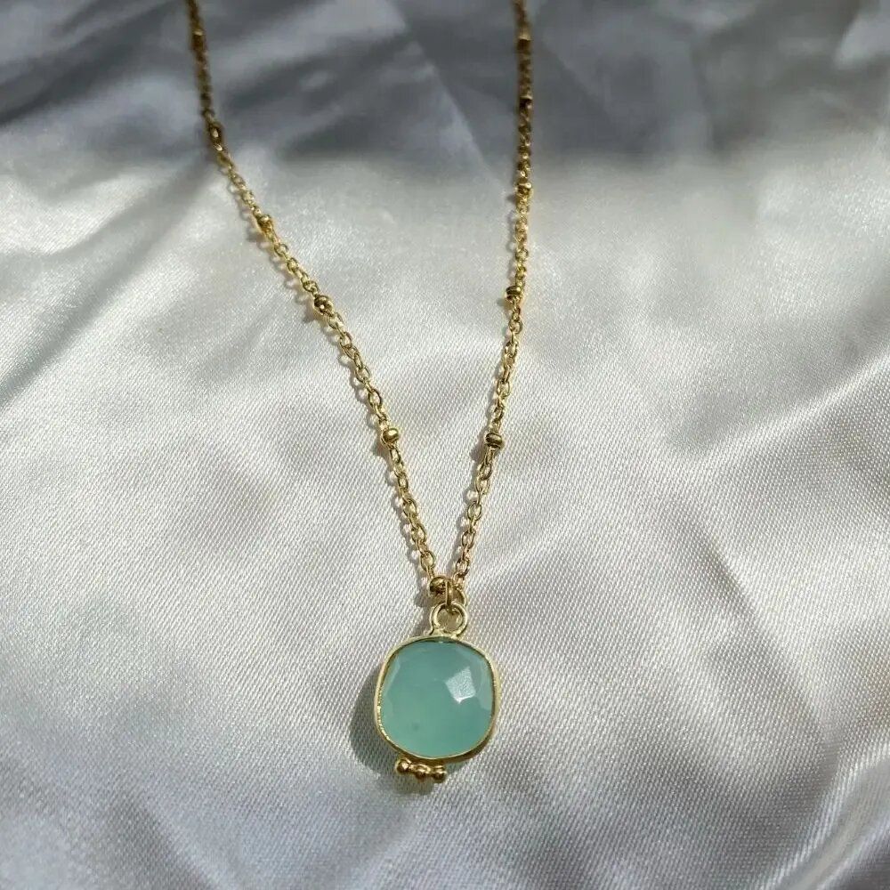 Jewelry - Necklace Byzance Amazonite - Gold Plated - FASCINATO