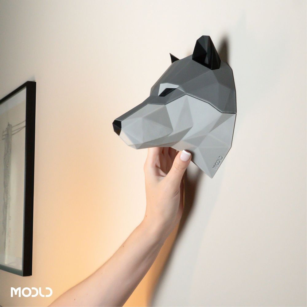 Objets design - The Howler – Trophée mural loup en low-poly imprimé en 3D - MODLD