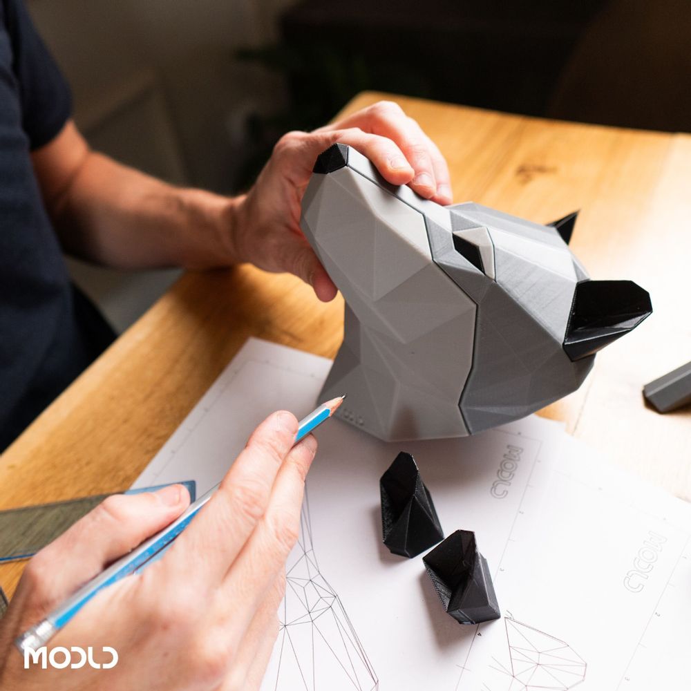 Objets design - The Howler – Trophée mural loup en low-poly imprimé en 3D - MODLD
