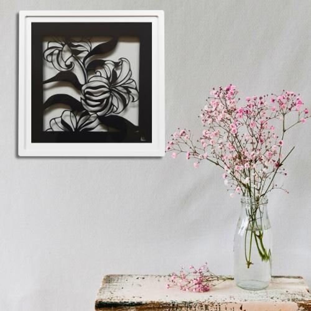 Other wall decoration - Black Paper Cut - Handmade Cutting - FLEURS DE LYS - LUMBRA BY PELLAS