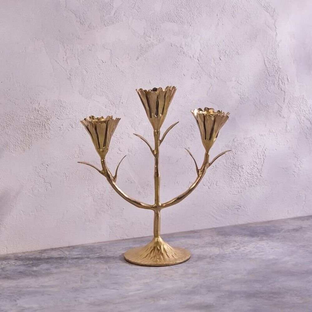 Decorative objects - Gold Floral Candleholders - BE HOME