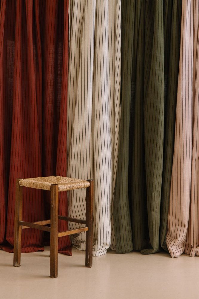 Nappes - Nappe en coton flammé à rayures et serviettes assorties - LES PENSIONNAIRES